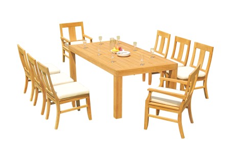 9 PC Dining Set - 86" Rectangle Table & 8 Osbo Chairs (2 Arms + 6 Armless) 