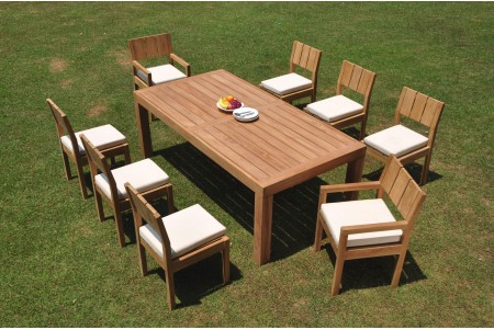 9 PC Dining Set - 86" Rectangle Table & 8 Vera Chairs (2 Arms + 6 Armless) 