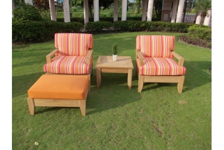 4 PC Atnas Sofa Chair Set - 2 Lounge Chairs, 1 Ottoman and 1 Side Table