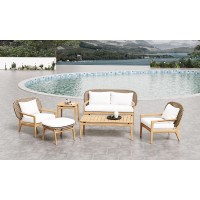 6 PC Akyee Sofa Set - 2 Seater Sofa, 2 Lounge Chairs, 1 Ottoman, 1 Coffee Table and 1 Side Table