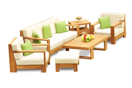 6 PC Canberra Sofa Set - 3 Seater Sofa, 2 Lounge Chairs, 1 Ottoman, 1 Coffee Table and 1 Side Table