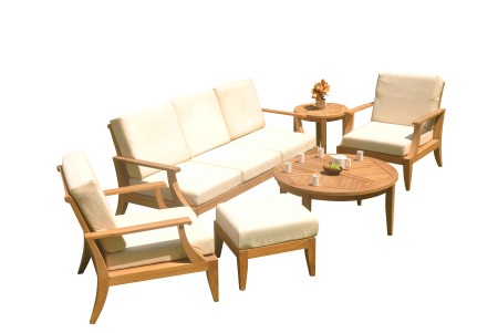 6 PC Lagos Sofa Set - 3-Seater Sofa, 2 Arm Chairs, 1 Ottoman, 1 Coffee Table And 1 side table