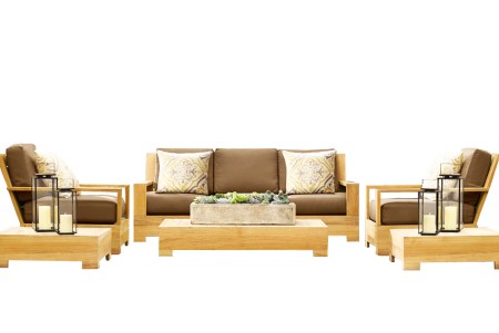 5 PC Leveb Sofa Set - 3 Seater Sofa, 1 Lounge Chair, 1 Ottoman, 1 Coffee Table And 1 Side Table