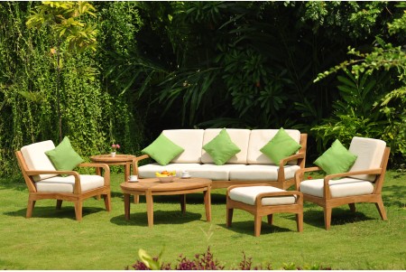 6 PC Noida Sofa Set - 3 Seater Sofa, 2 Lounge Chairs, 1 Ottoman, 1 Round Coffee Table and 1 Side Table