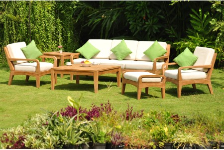 6 PC Noida Sofa Set - 3 Seater Sofa, 2 Lounge Chairs, 1 Ottoman, 1 Square Coffee Table and 1 Side Table
